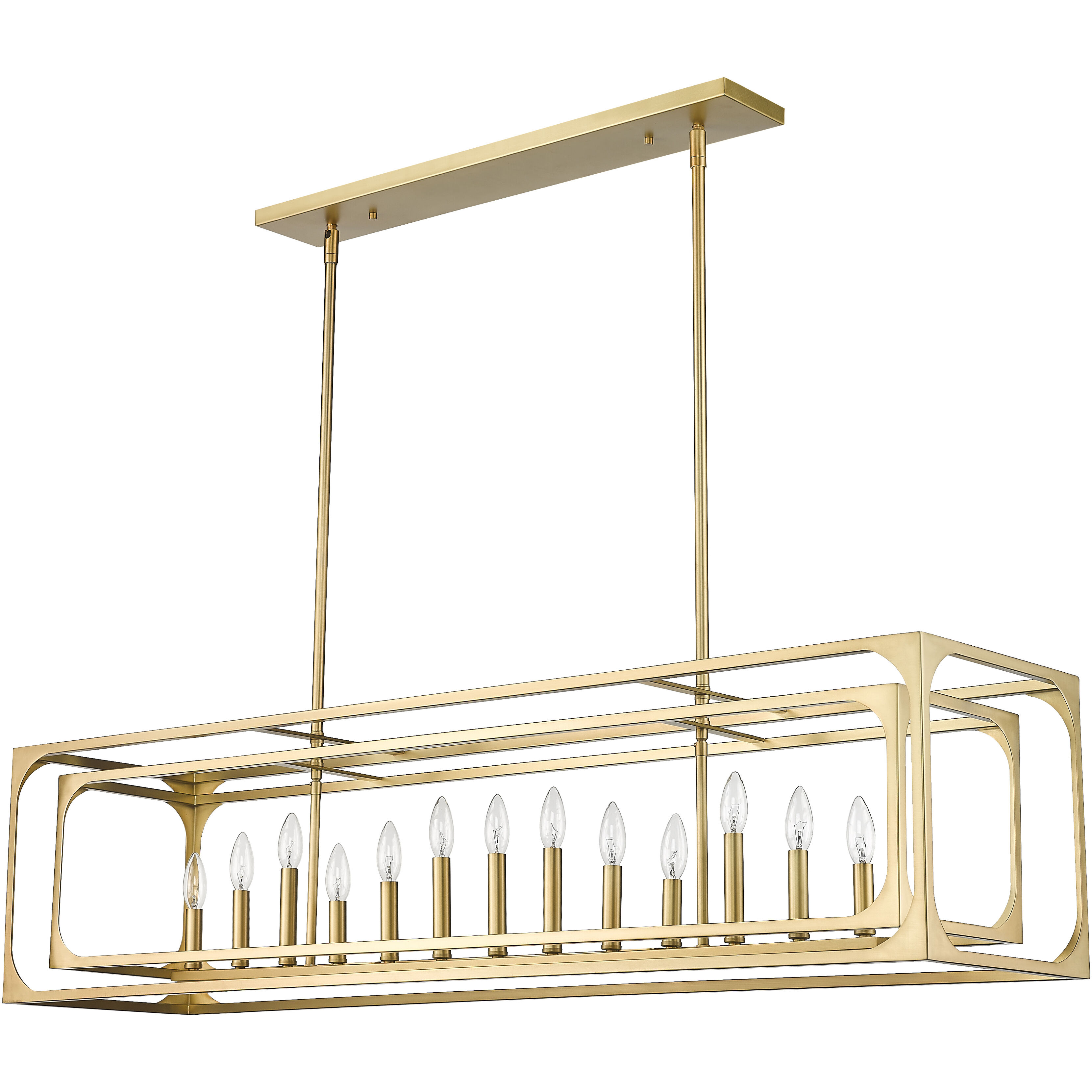 Easton 13 Light 54 inch Rubbed Brass Linear Chandelier Ceiling Light