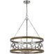 Abingdon 5 Light 24 inch Brushed Steel/Oak Chandelier Ceiling Light