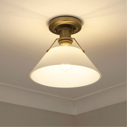 Orwell 1 Light 10 inch Brushed Champagne Bronze Flush Mount Ceiling Light in Opal Glass