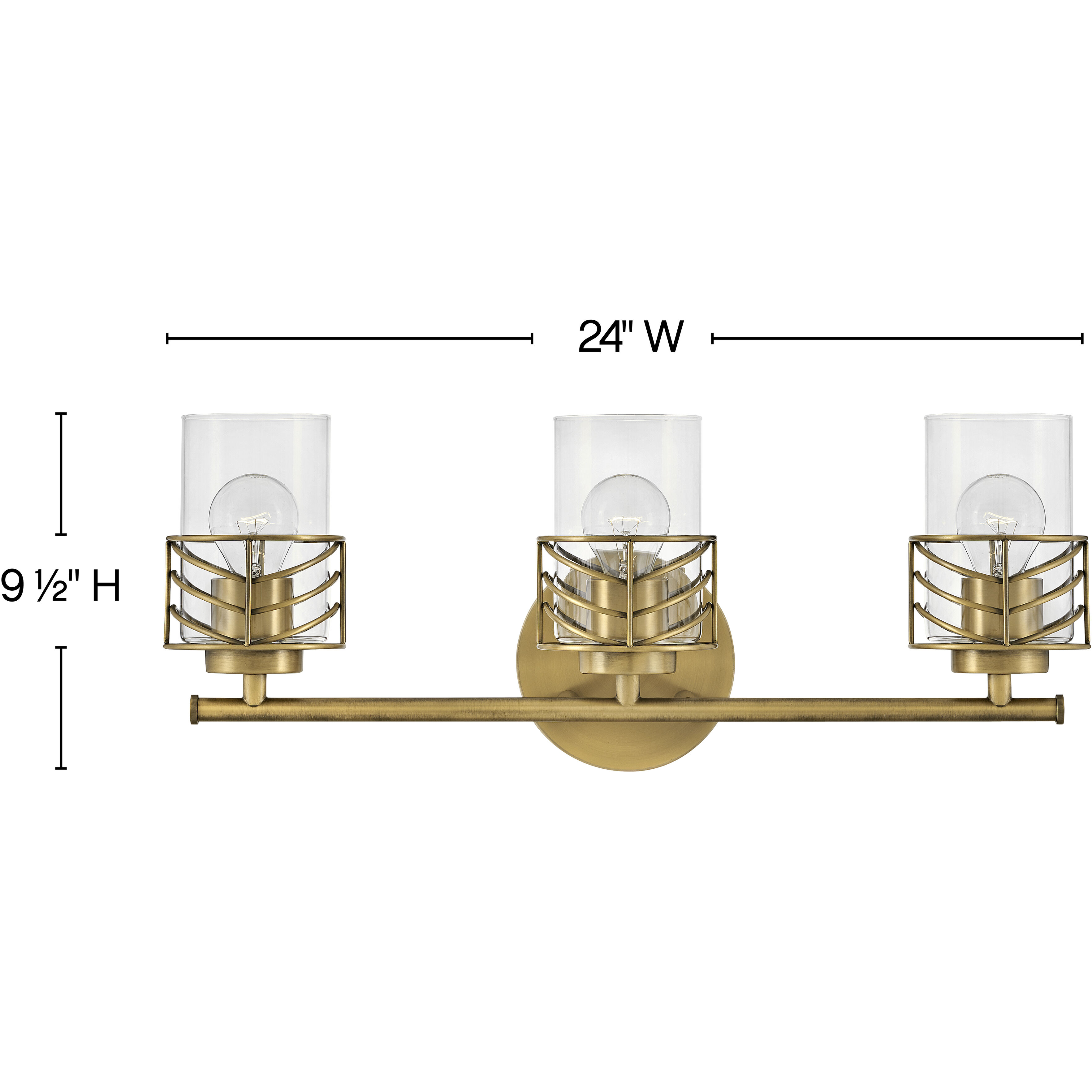 Della 3 Light 24 inch Lacquered Brass Vanity Light Wall Light