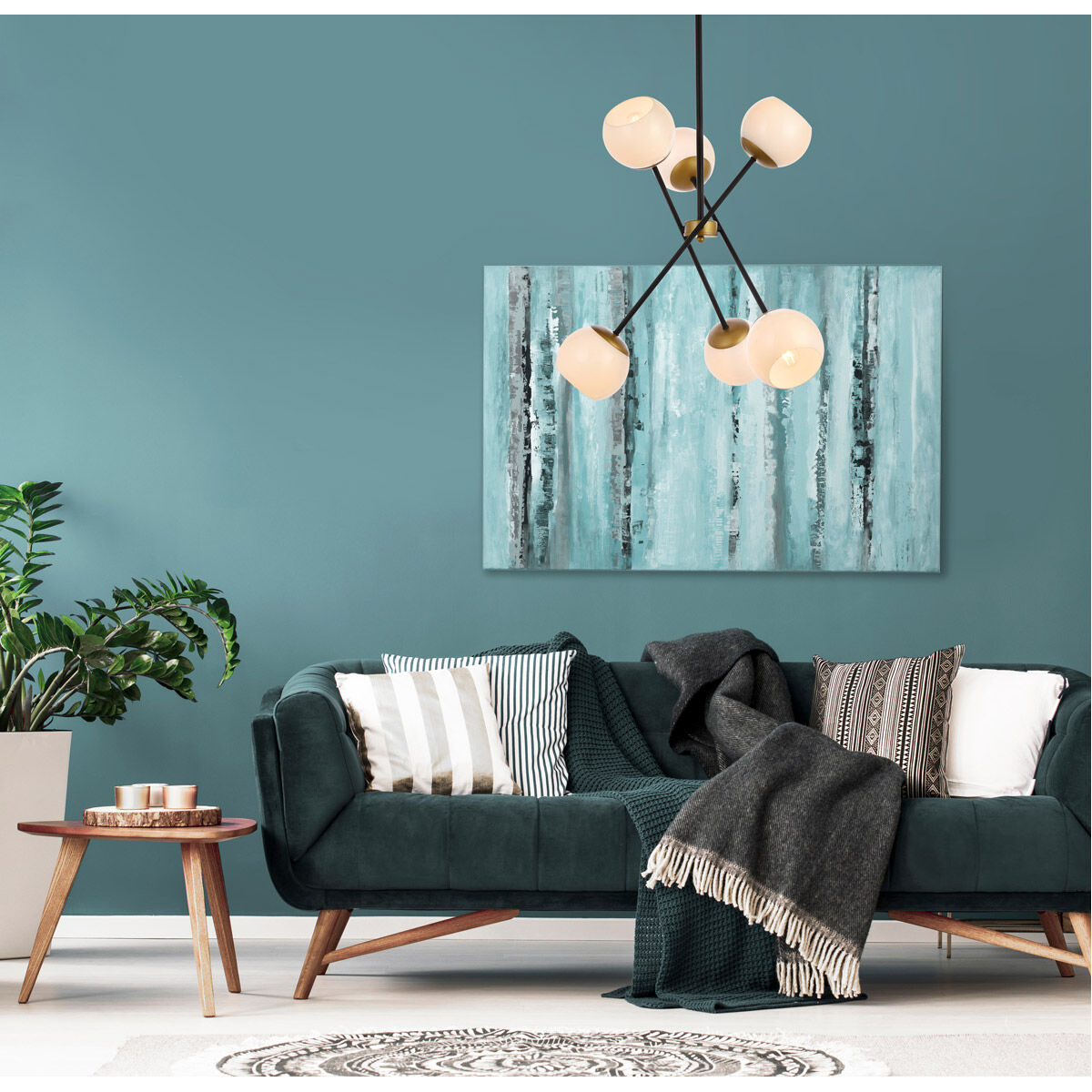 Axl 6 Light 24 inch Black and Brass Pendant Ceiling Light