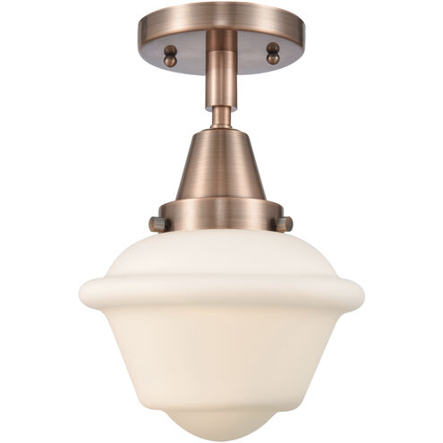 Franklin Restoration Small Oxford LED 7.5 inch Antique Copper Flush Mount Ceiling Light in Matte White Glass