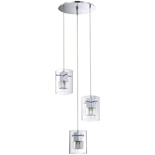 Metro 3 Light 13 inch Chrome Pendant Ceiling Light