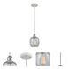 Ballston Belfast LED 6 inch White and Polished Chrome Mini Pendant Ceiling Light in Seedy Glass, Ballston