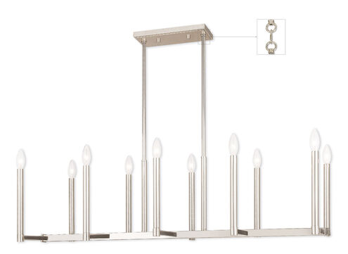 Alpine 10 Light 43 inch Polished Nickel Linear Chandelier Ceiling Light