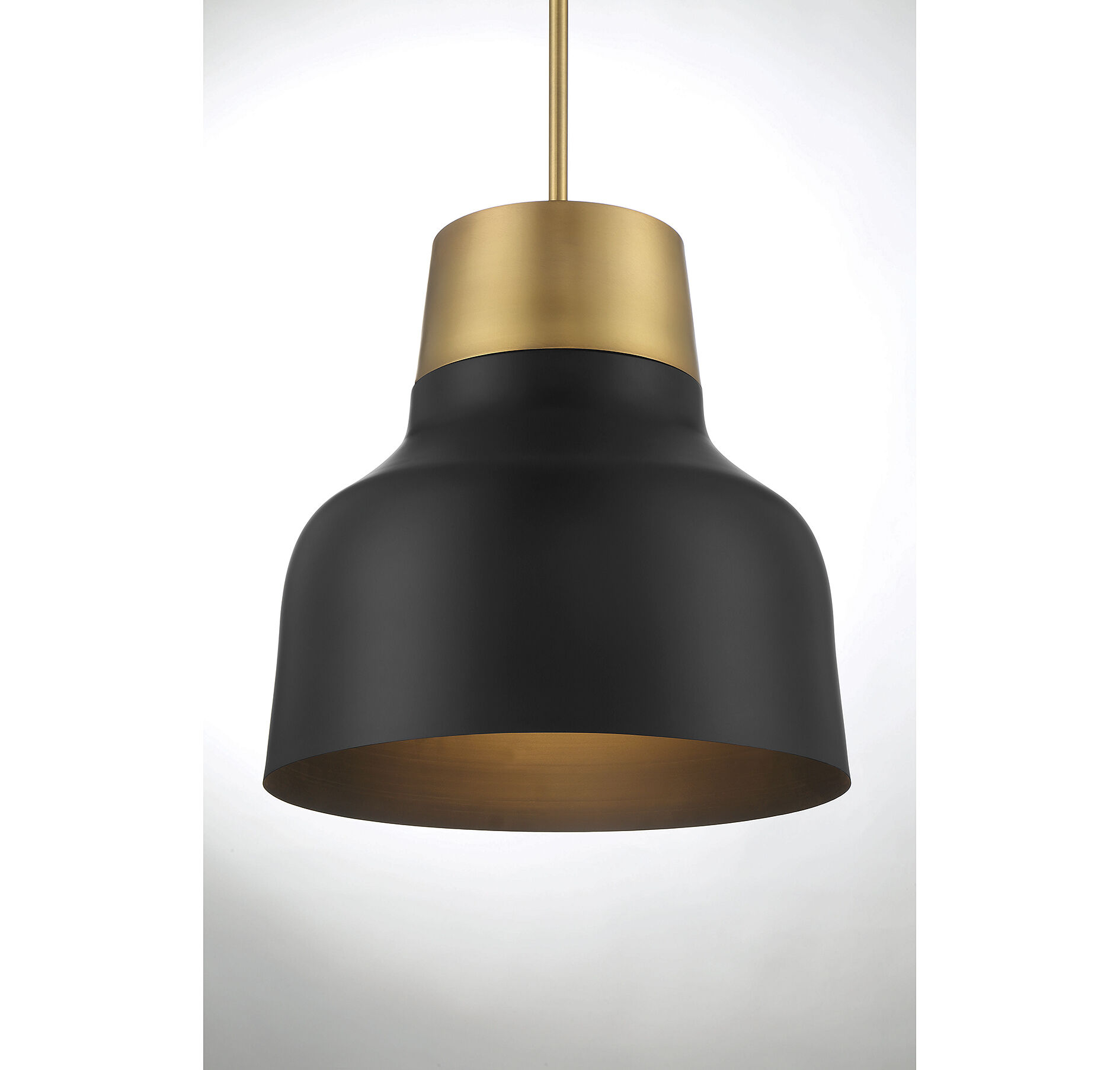 Vintage 1 Light 17 inch Matte Black with Natural Brass Pendant Ceiling Light