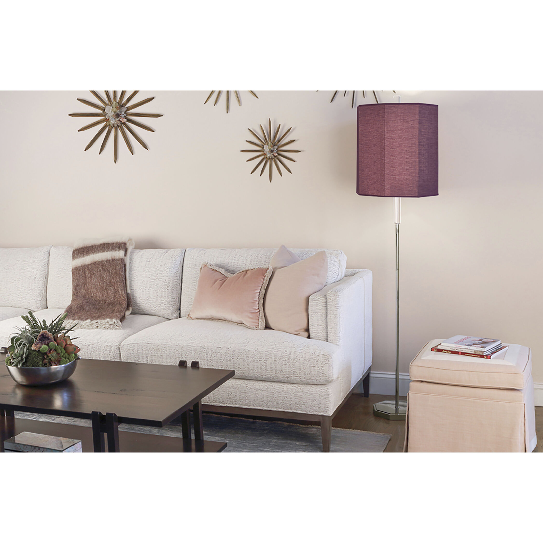 Kate 66.25 inch 150.00 watt Polished Nickel Floor Lamp Portable Light in Vintage Wine