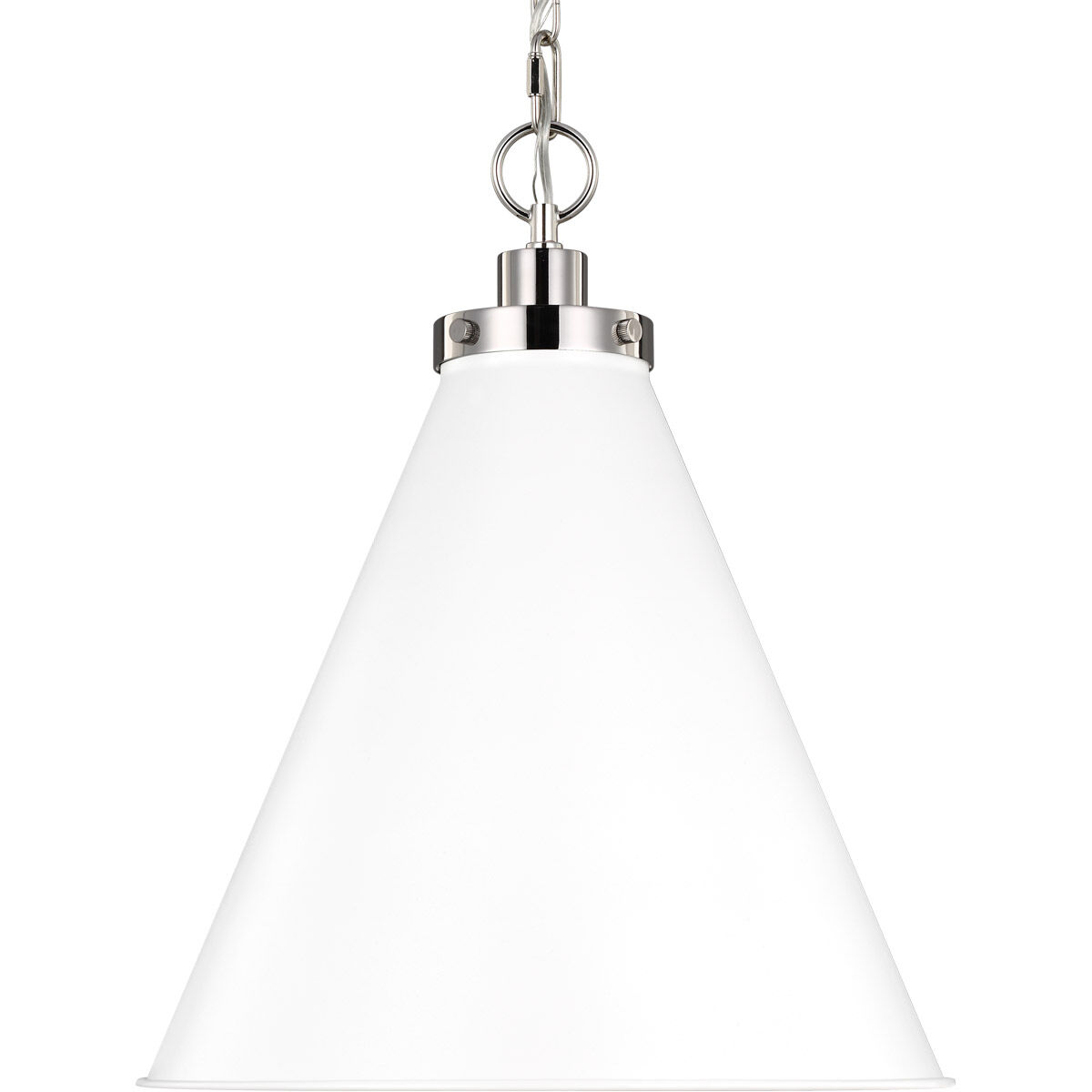C&M by Chapman & Myers Wellfleet 1 Light 15.63 inch Matte White and Polished Nickel Pendant Ceiling Light in Matte White / Polished Nickel