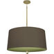 Williamsburg Custis 3 Light 15 inch Modern Brass Pendant Ceiling Light in Revolutionary Storm With Parrot Green