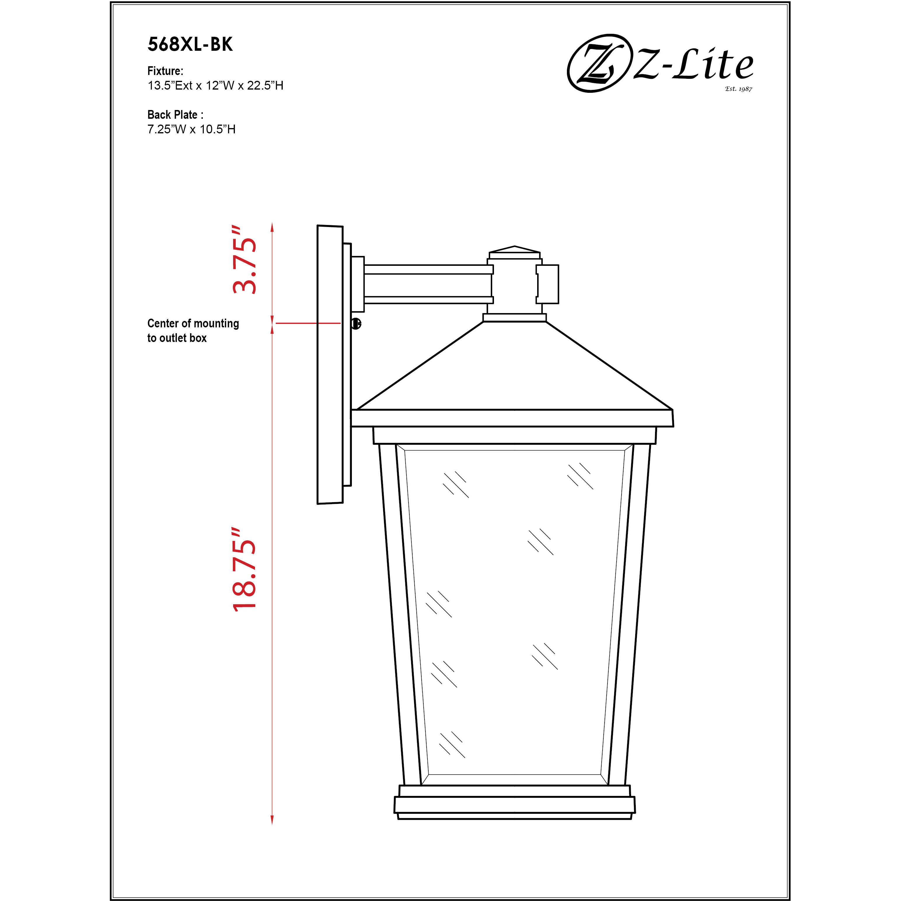 Beacon 3 Light 22.5 inch Black Outdoor Wall Light