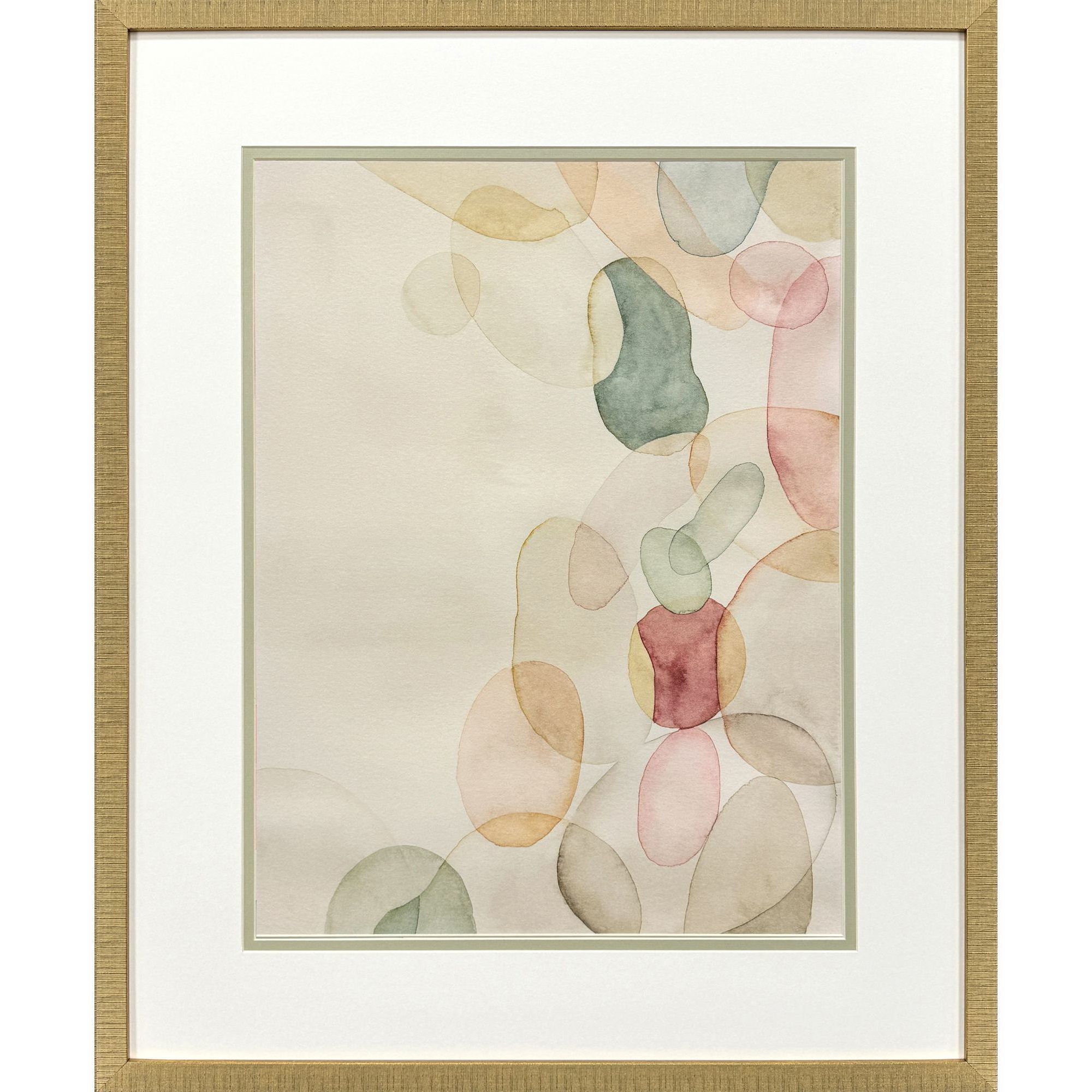 Pastel River Rock Green and Orange and Pink and Red Framed Art