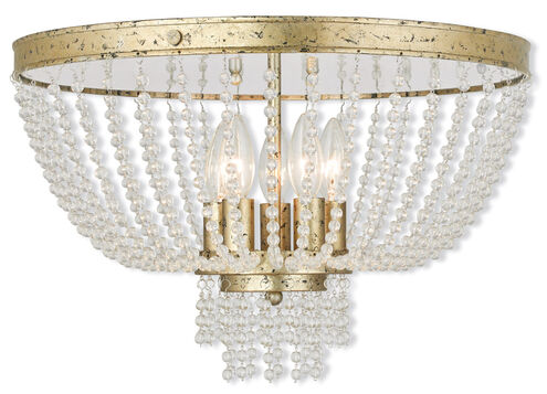 Valentina 5 Light 18 inch Hand Applied Winter Gold Flush Mount Ceiling Light