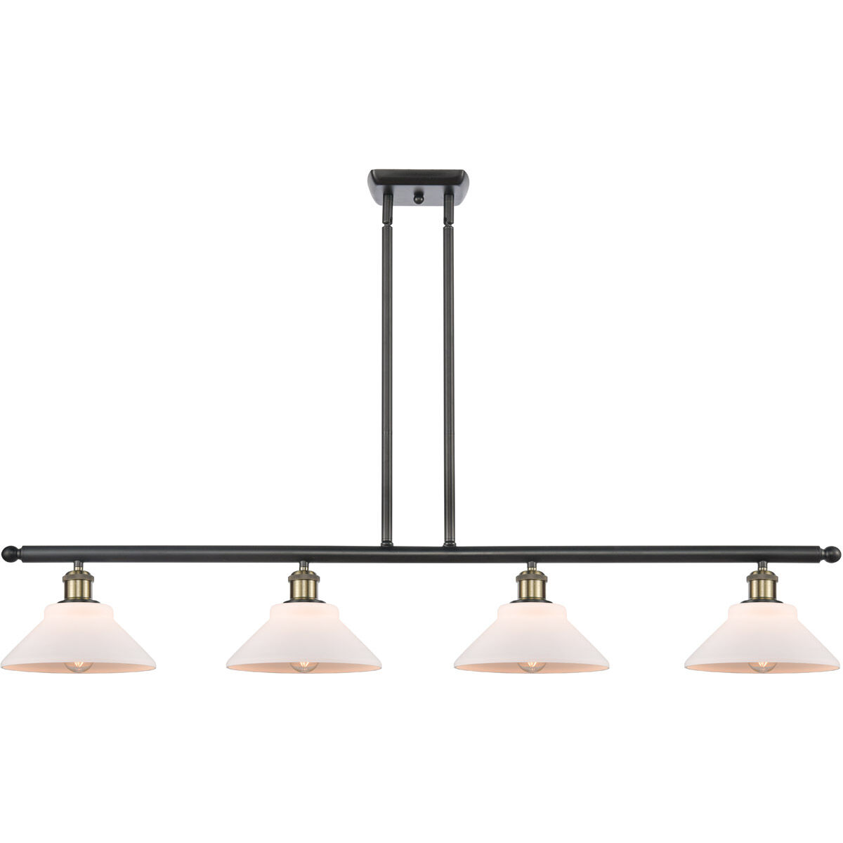 Ballston Orwell LED 48 inch Black Antique Brass Island Light Ceiling Light in Matte White Glass, Ballston