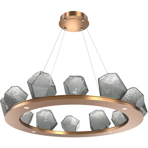 Gem LED 37.4 inch Novel Brass Chandelier Ceiling Light in Smoke, 2700K LED, Ring