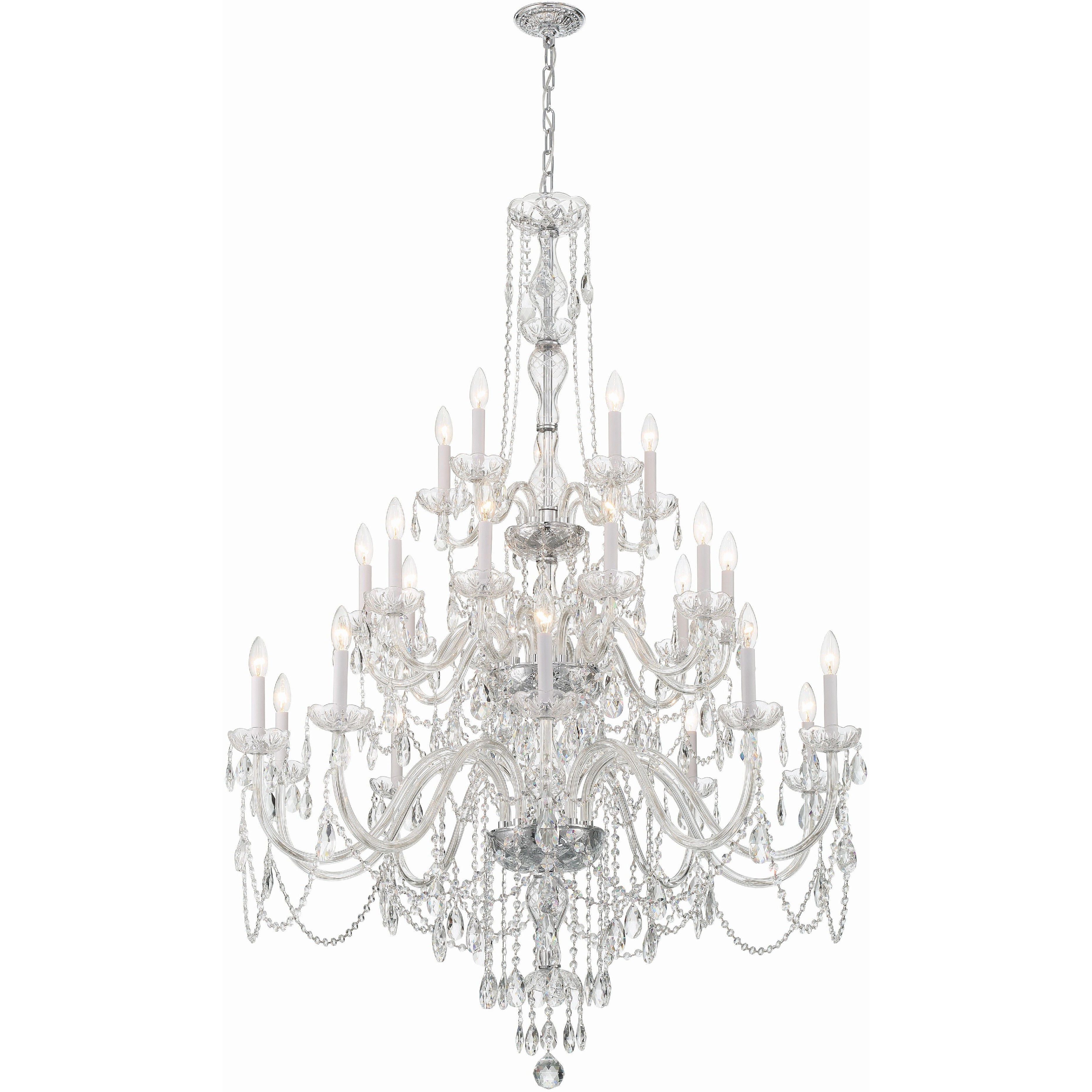 Traditional Crystal 25 Light 45 inch Polished Chrome Chandelier Ceiling Light