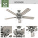 Rosner 52 inch Brushed Nickel with Light Gray Oak/Warm Grey Oak Blades Ceiling Fan
