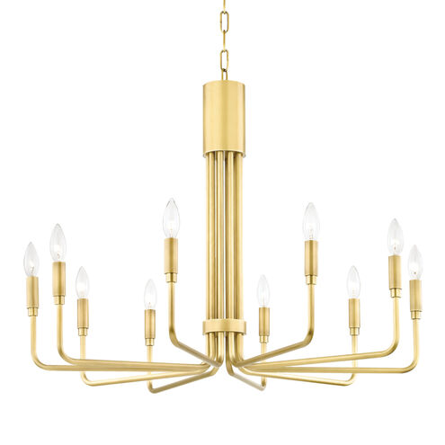 Brigitte 10 Light 32 inch Aged Brass Pendant Ceiling Light