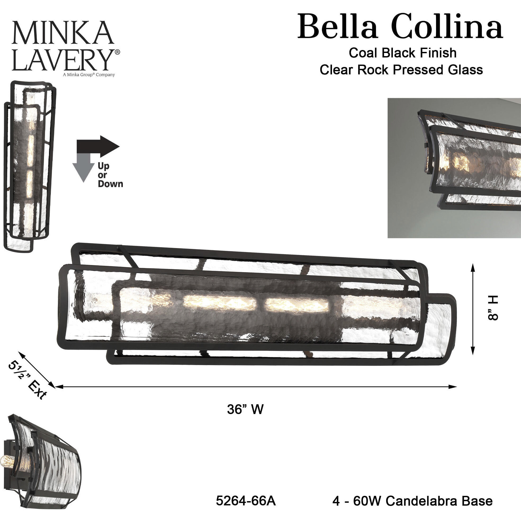 Bella Collina 2 Light 36 inch Coal Bath Vanity Wall Light