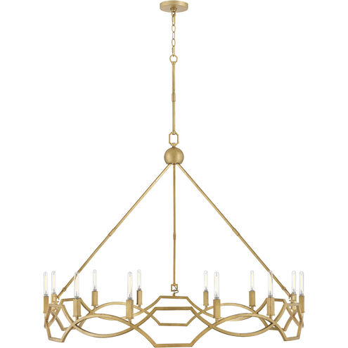 Leona 12 Light 45 inch Distressed Brass Chandelier Ceiling Light