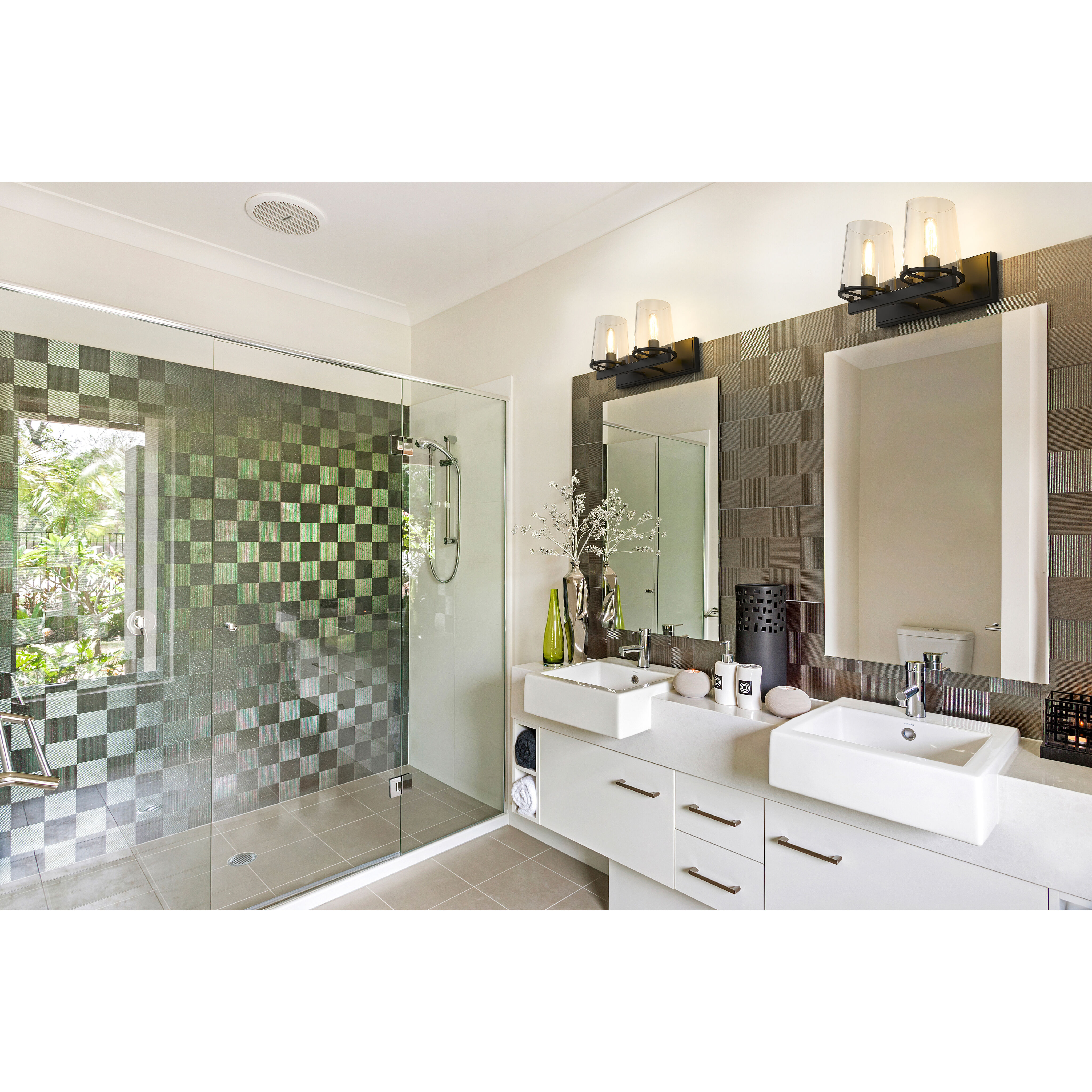 Callista 2 Light 18.25 inch Matte Black Vanity Wall Light