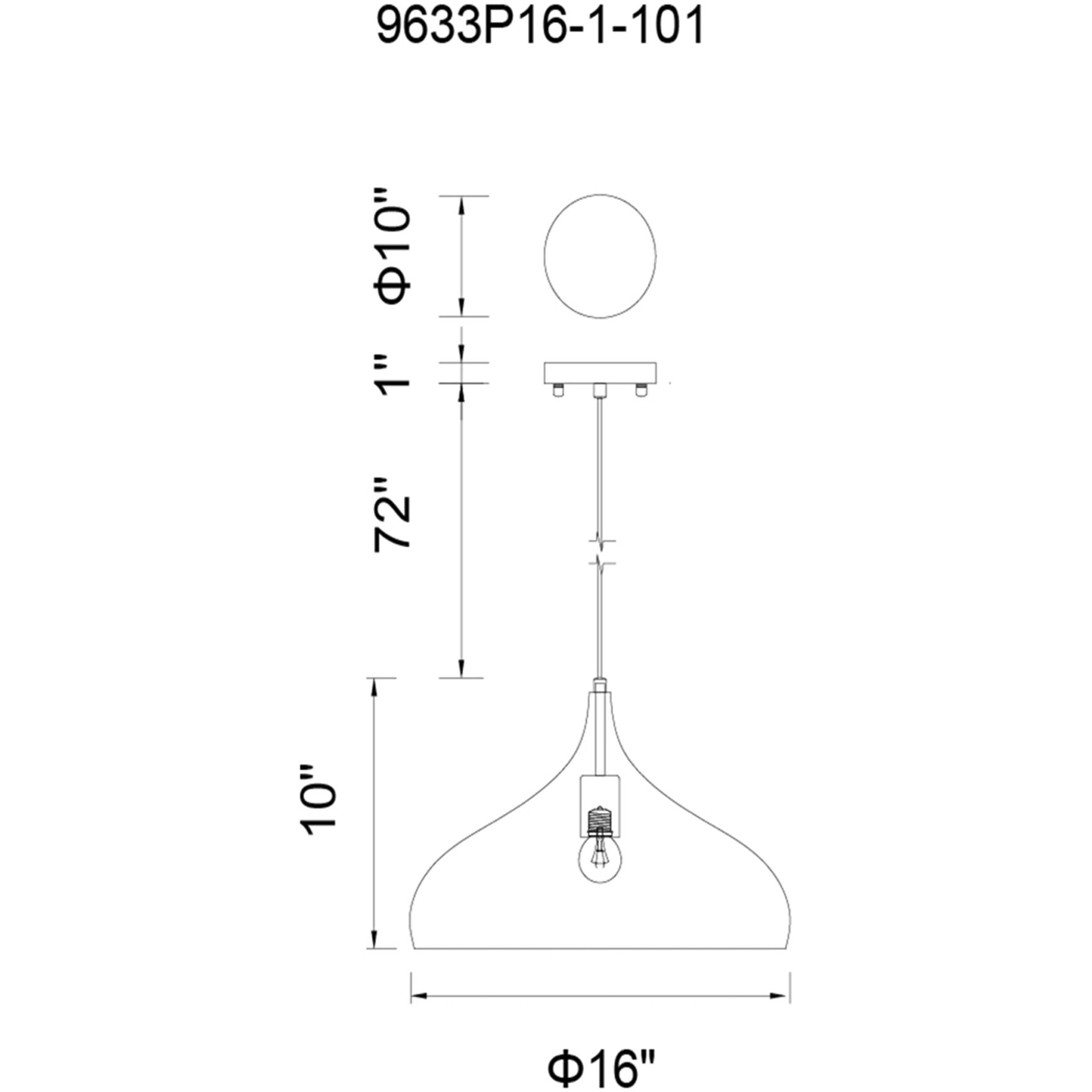 Dynamic 1 Light 16 inch Black Down Pendant Ceiling Light
