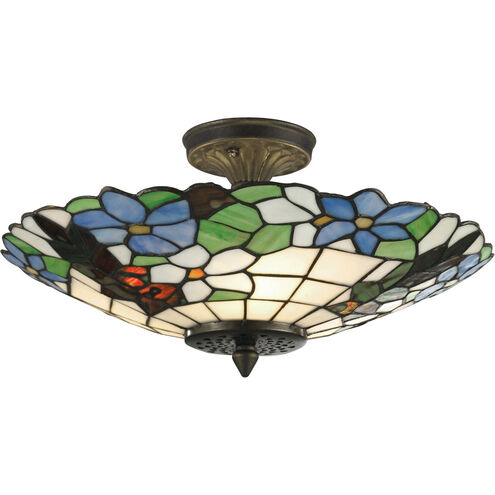 Evelyn 3 Light 16 inch Antique Brass Flush Mount Ceiling Light