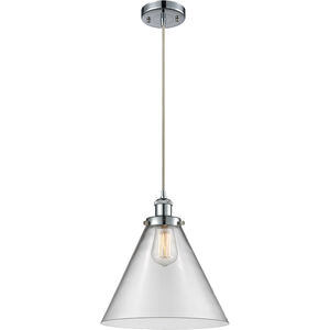 Ballston X-Large Cone LED 8 inch Polished Chrome Mini Pendant Ceiling Light in Clear Glass