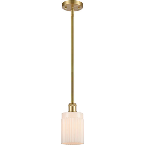 Ballston Hadley 1 Light 5 inch Satin Gold Pendant Ceiling Light in Matte White Glass, Ballston