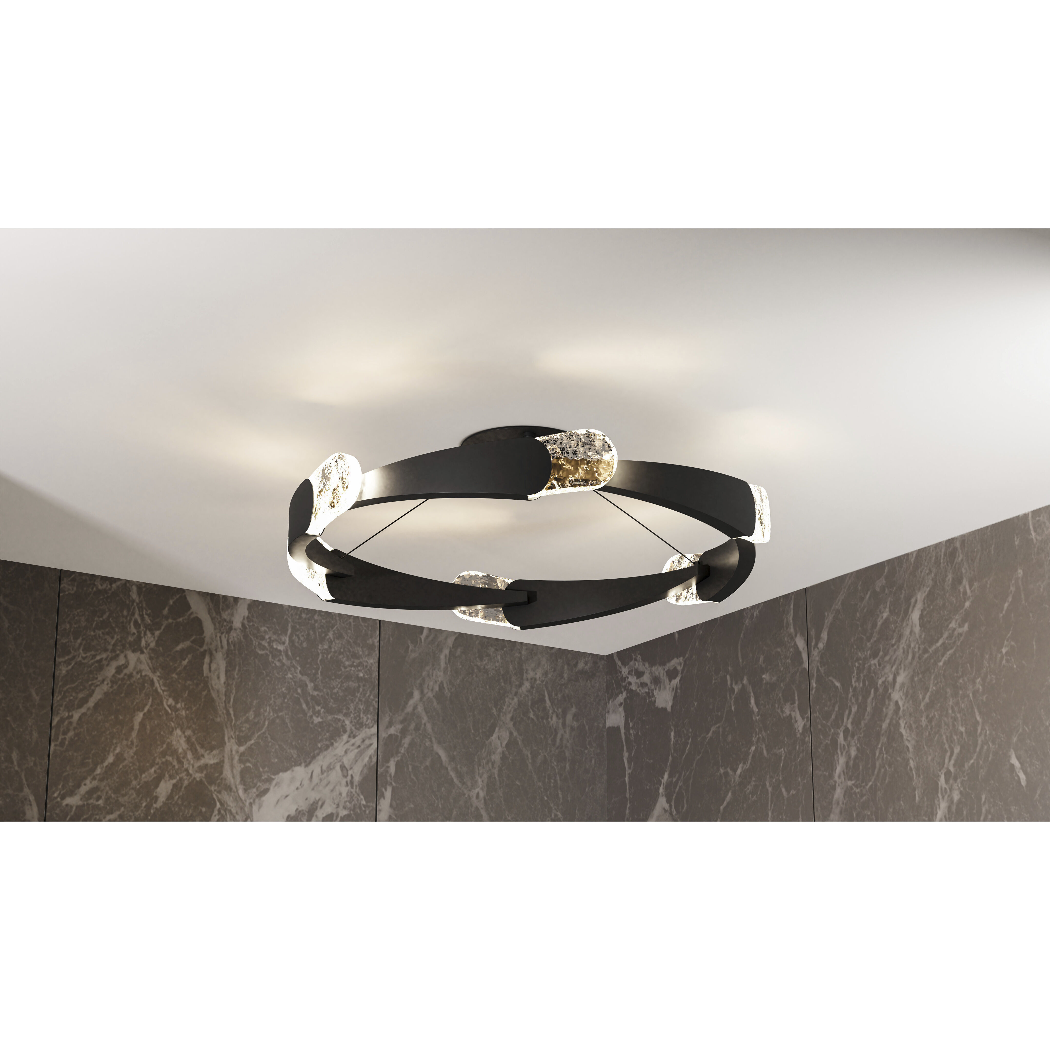 Saffron LED 34 inch Matte Black Semi-Flush Mount Ceiling Light, Extra Large
