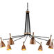 Utopia LED 63.5 inch Satin Black and Polished Brass Chandelier Ceiling Light in Acacia Wood