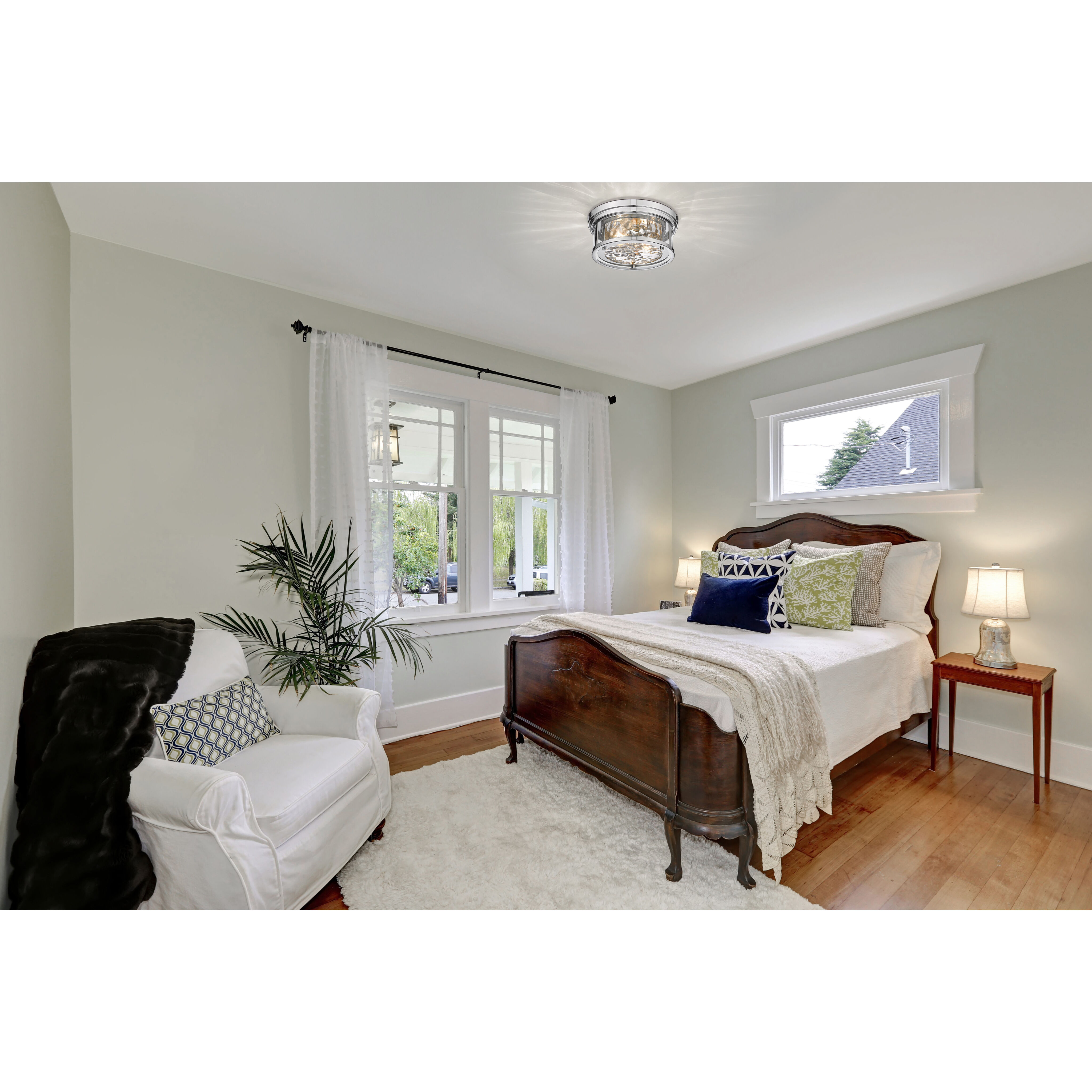 Clarion 2 Light 12 inch Polished Nickel Flush Mount Ceiling Light