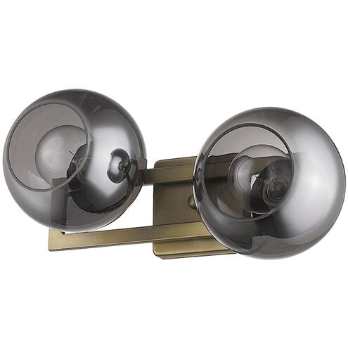 Lunette 2 Light 17 inch Aged Brass Sconce Wall Light