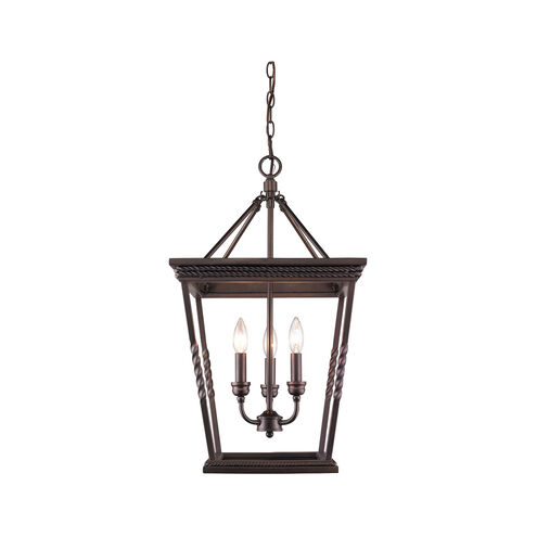 Davenport 3 Light 15 inch Etruscan Bronze Pendant Ceiling Light, Caged