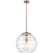 Ballston Athens Deco Swirl LED 15.75 inch Antique Copper Pendant Ceiling Light in Clear Deco Swirl