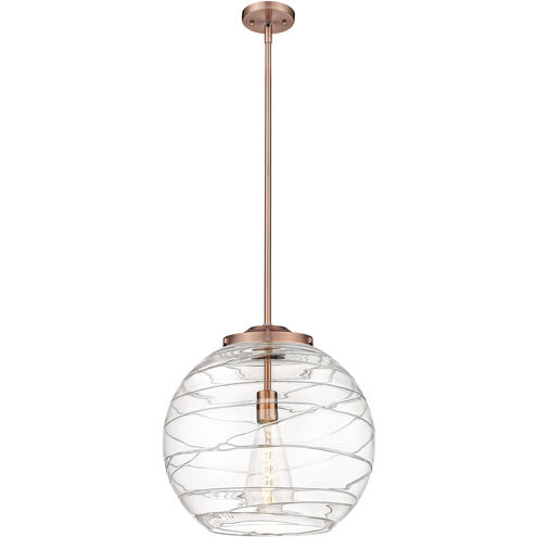 Ballston Athens Deco Swirl LED 15.75 inch Antique Copper Pendant Ceiling Light in Clear Deco Swirl