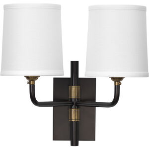 Lawton 2 Light 13 inch Oil Rubbed Bronze w/ Antique Brass Accents Double Arm Wall Sconce Wall Light