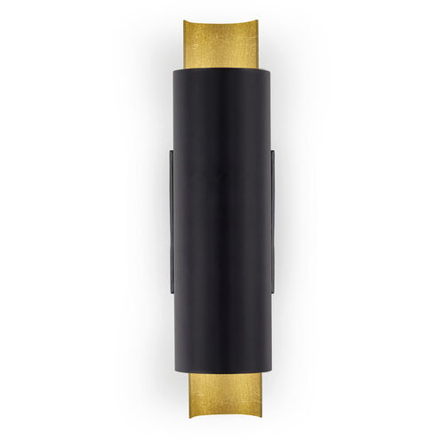 Dela Wall Sconce Wall Light in Black and Gold Leaf