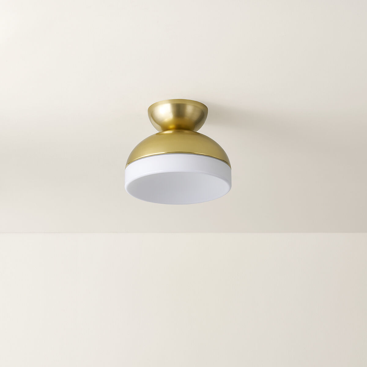 Rue 1 Light 11 inch Aged Brass Flush Mount Ceiling Light