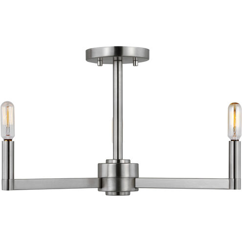 Fullton 3 Light 20 inch Brushed Nickel Semi-Flush Mount Ceiling Light