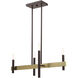 Denmark 4 Light 7 inch Bronze with Antique Brass Accents Chandelier Ceiling Light