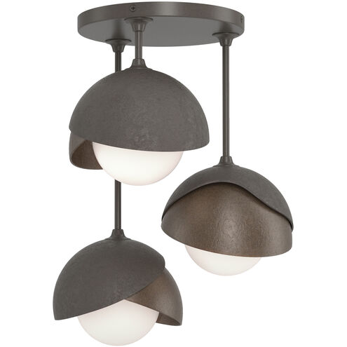 Brooklyn 3 Light 12 inch Dark Smoke and Bronze Semi-Flush Ceiling Light in Dark Smoke/Bronze