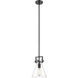 Newton Cone 1 Light 8 inch Matte Black Mini Pendant Ceiling Light in Clear Glass