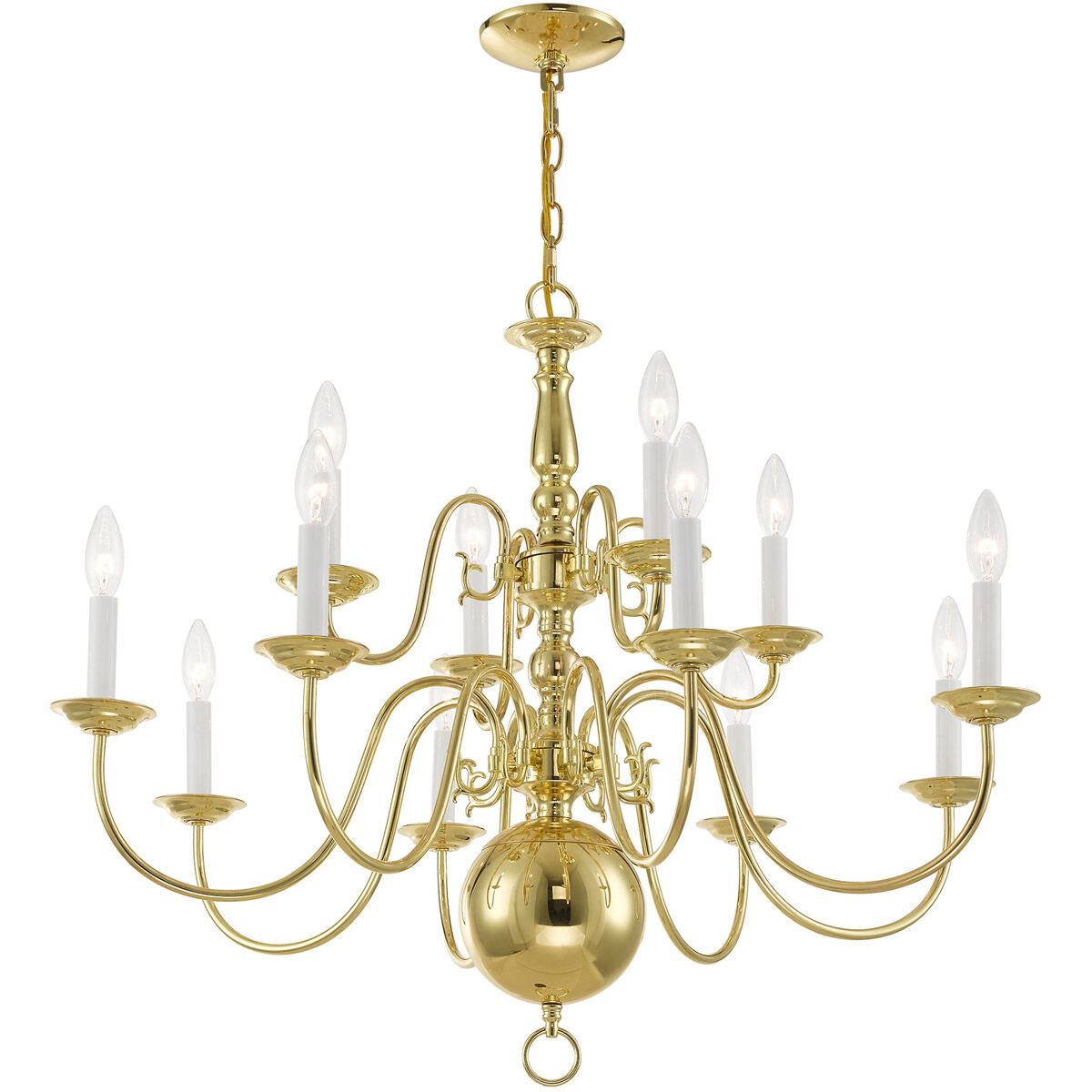 Williamsburgh 12 Light 32 inch Polished Brass Chandelier Ceiling Light