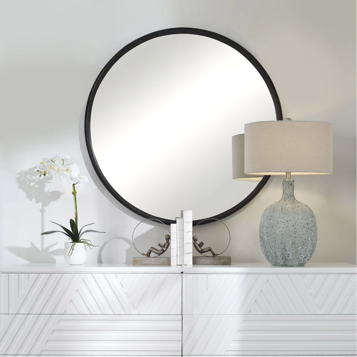 Dawsyn 44 X 44 inch Aged Black with Subtle Gray Highlights Mirror