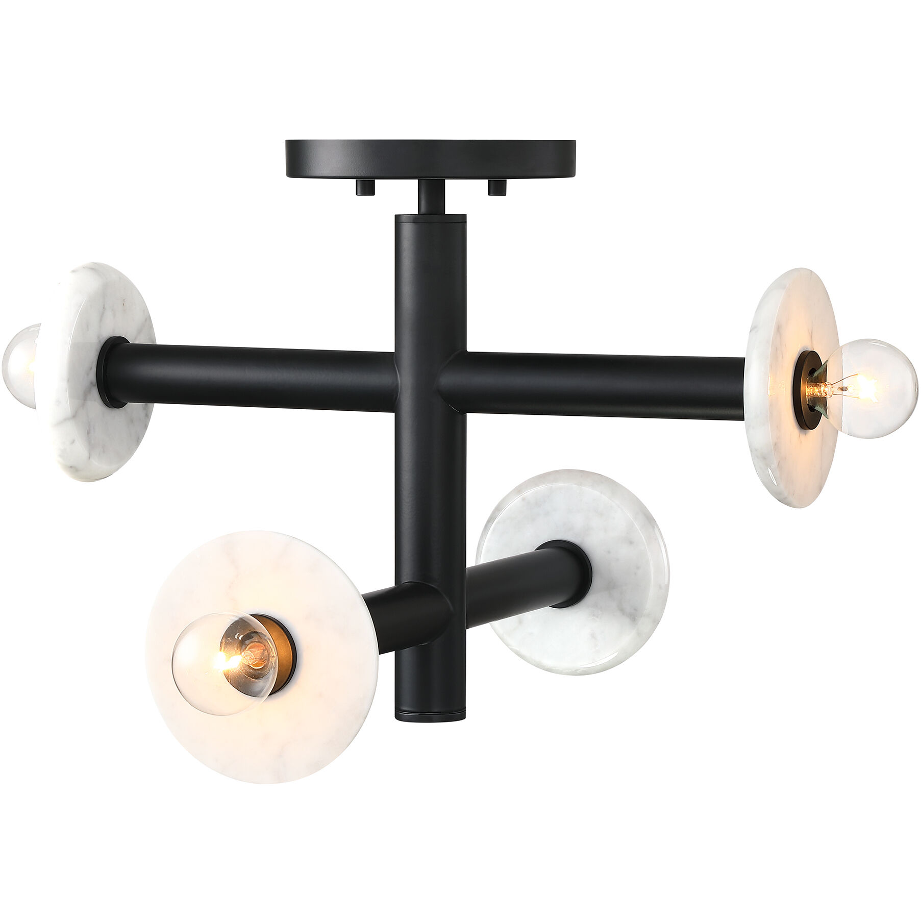 Fina 4 Light 16 inch Matte Black Semi Flush/Convertible Ceiling Light
