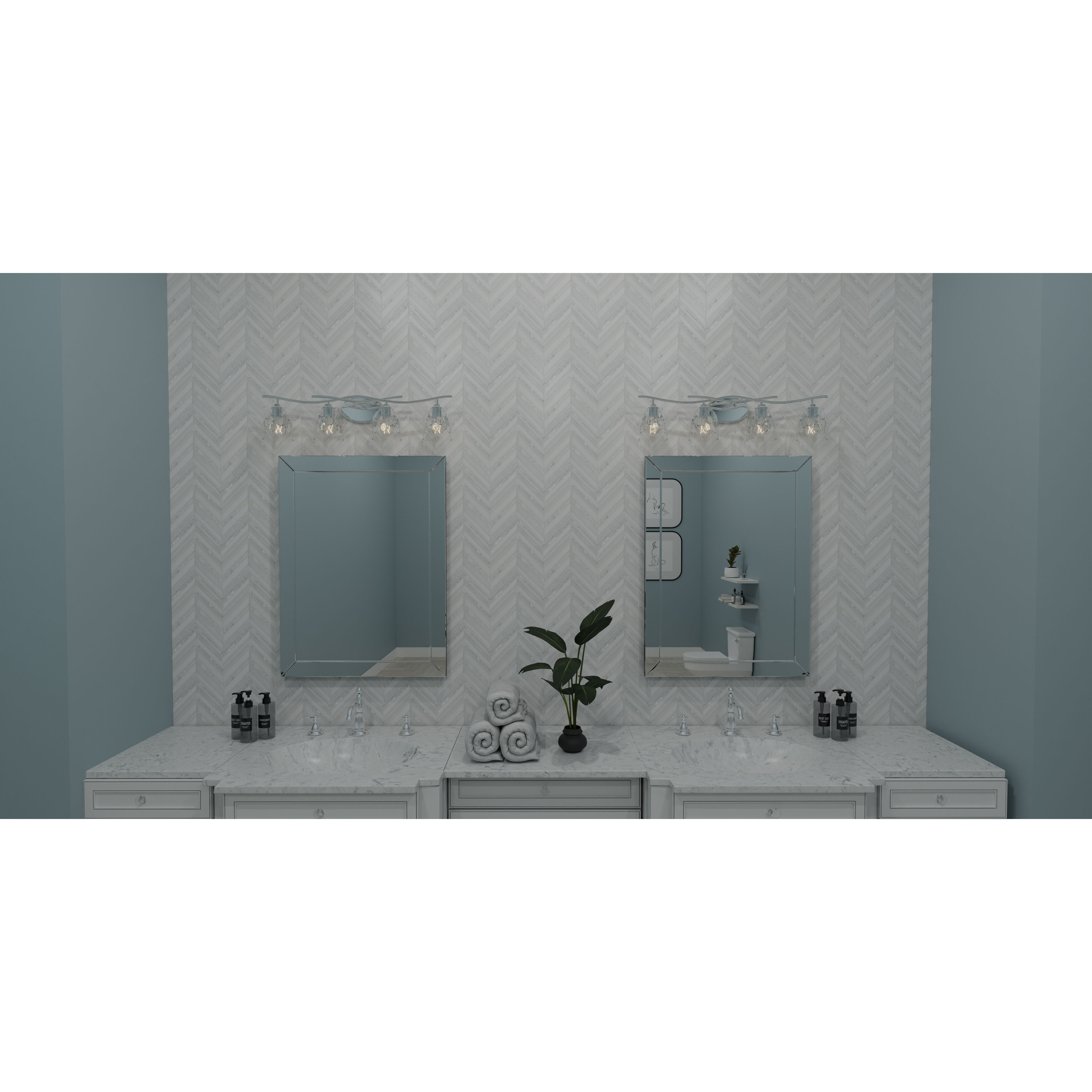 Ansley 4 Light 33.5 inch Polished Chrome Bath Light Wall Light, Extra Large