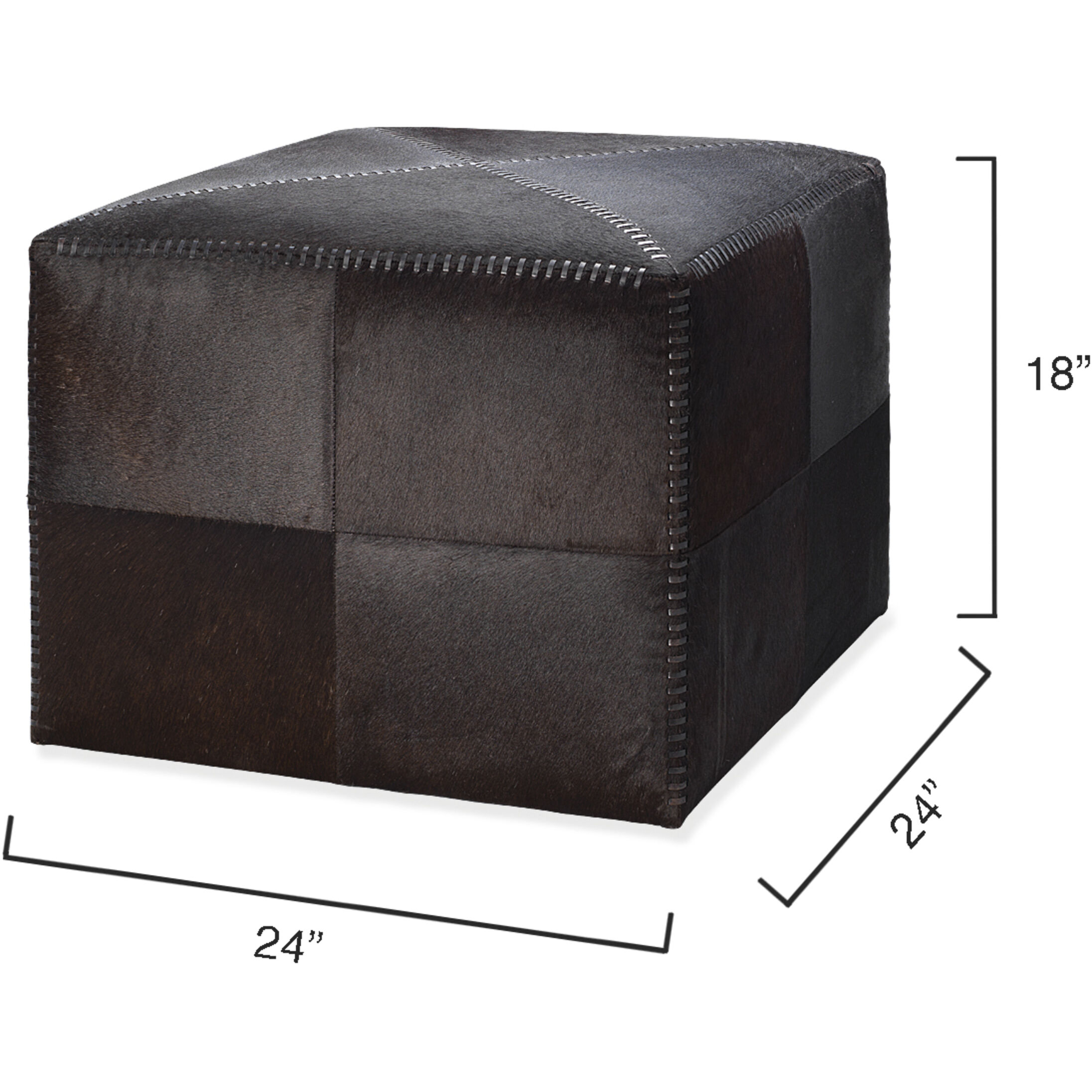 Jamie Young Co Leather and Hide Ottoman - Thumbnail 3