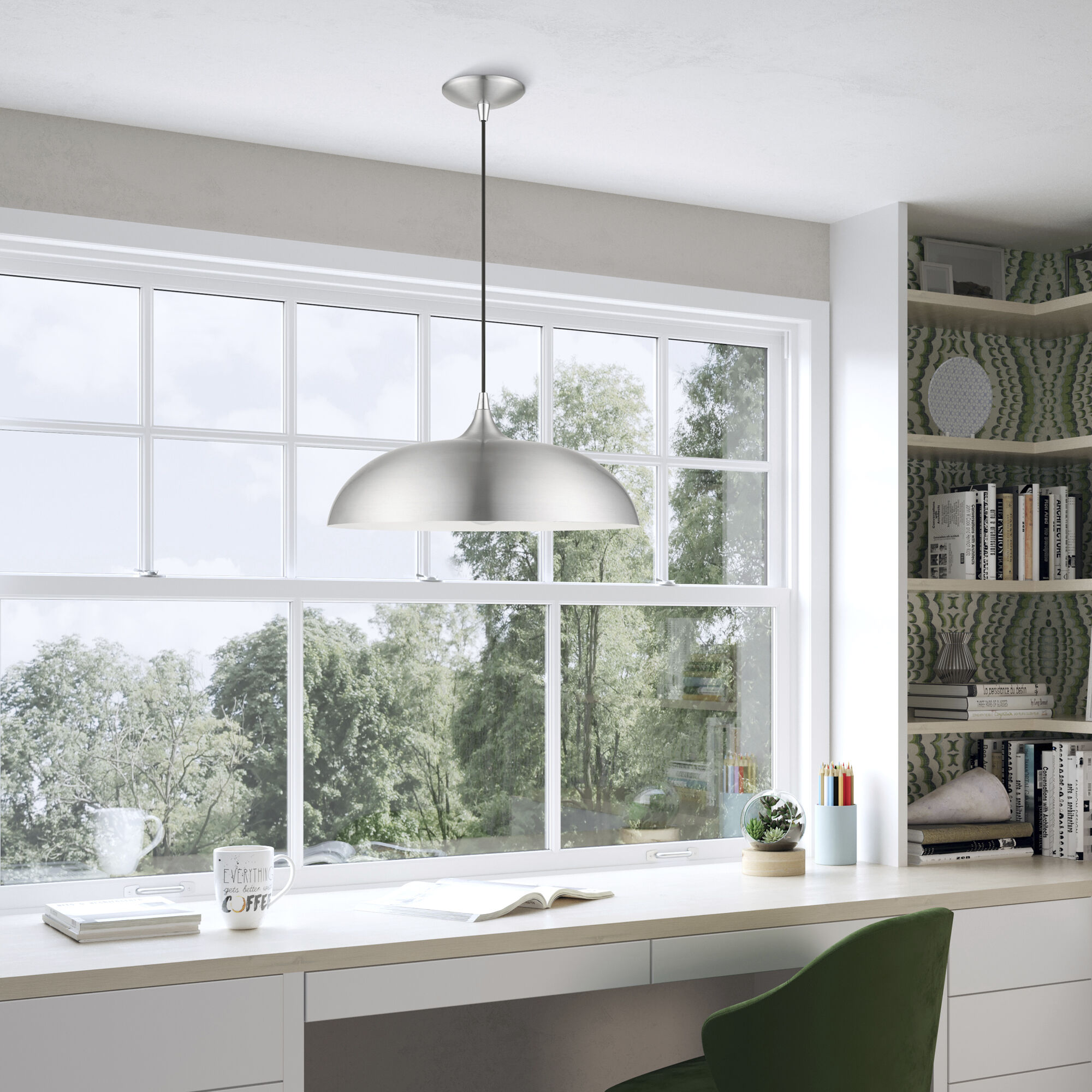 Amador 1 Light 18 inch Brushed Aluminum with Polished Chrome Accents Pendant Ceiling Light