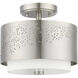 Noria 2 Light 12 inch Brushed Nickel Semi Flush Ceiling Light