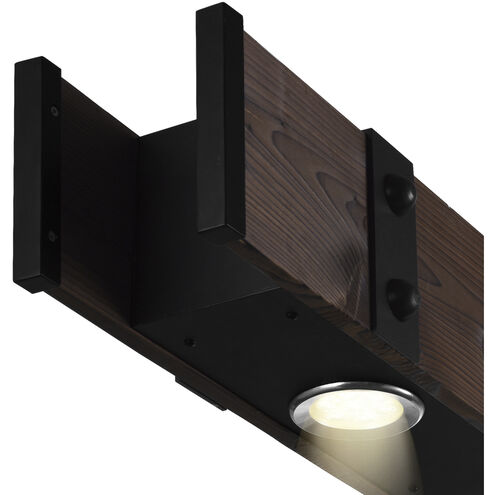 Pago LED 59 inch Black and Wood Drum Shade Island Light Ceiling Light